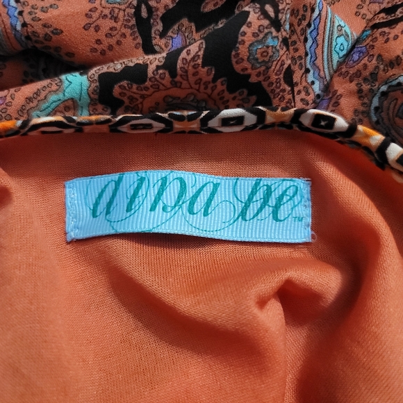 dina be Roomy Orange Black Paisley Pattern Dress - L - Picture 5 of 6